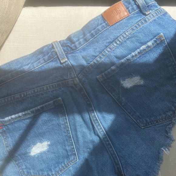 BDG Blue Distressed Jean Shorts - Picture 3 of 3
